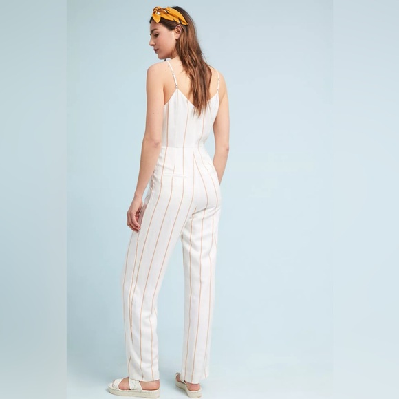ANTHROPOLOGIE The Essential Yarn Dyed Jumpsuit Size 0 - Picture 2 of 9